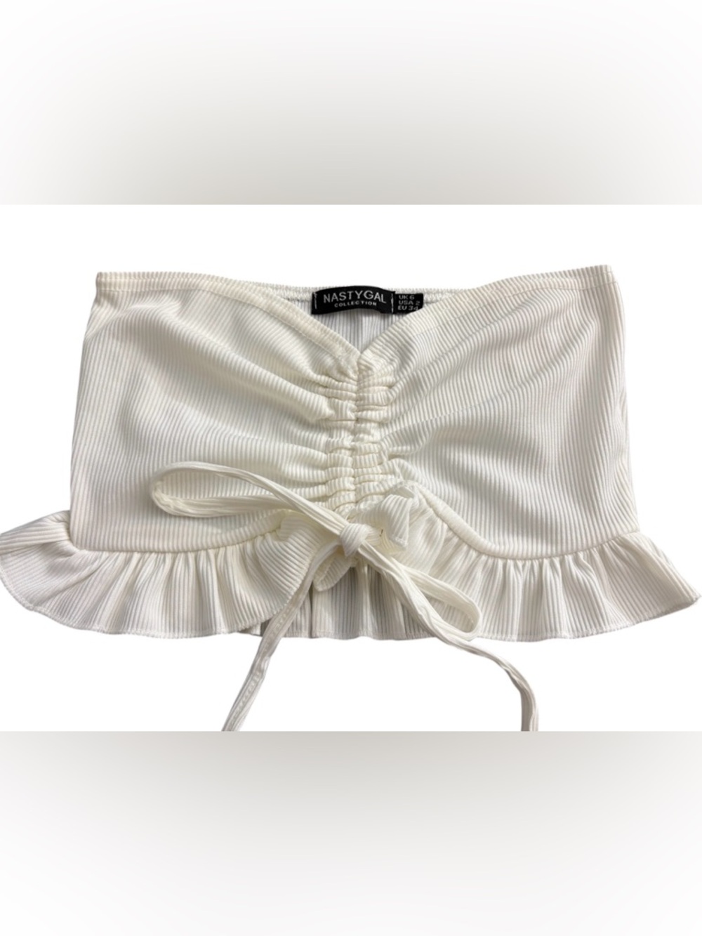 NASTY GIRL COLLECTION White Ribbed Knit Strapless Tube Top Women’s Size 2